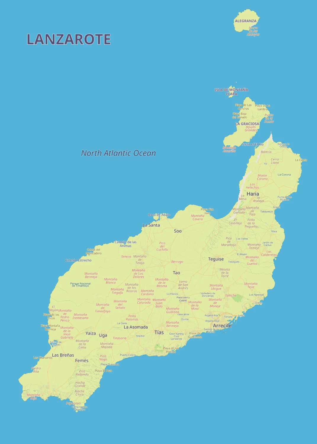 Lanzarote mapa velká